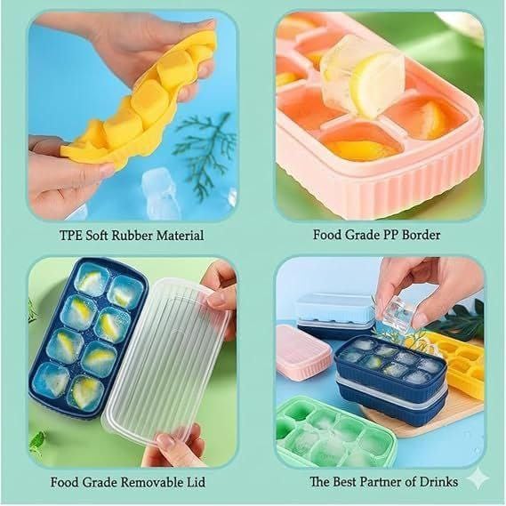 Image of 8 Large Hexagon Ice Cube Mould | Silicone Ice Cube Tray | Stackable Flexible Easy Release Freezer Tray for Ice, Juice, Chocolate & Drinks (Pack of 1)