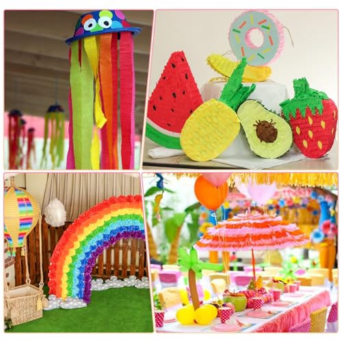 4 rolos de papel crepe branco, 100 m, pacote de flâmulas de festa para decorações de festa, papel cr