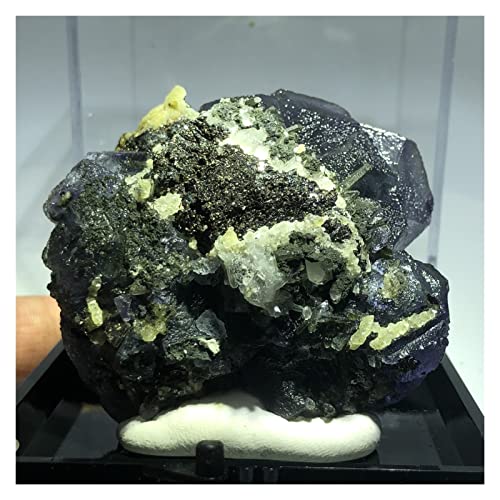 Pierre enseignement minéralogie fluorite et pyrite verte 203.3g - 5