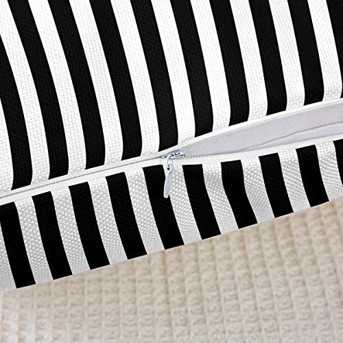 Image of Striped Throw Pillow Cover 22x22 Black and White Stripe Pillow Cover Kids Boys Girls Women Men Farmhouse Ticking Stripes Cushion Cover Modern Geometric Lines Abstract Gothic Decorative Pillow Cover