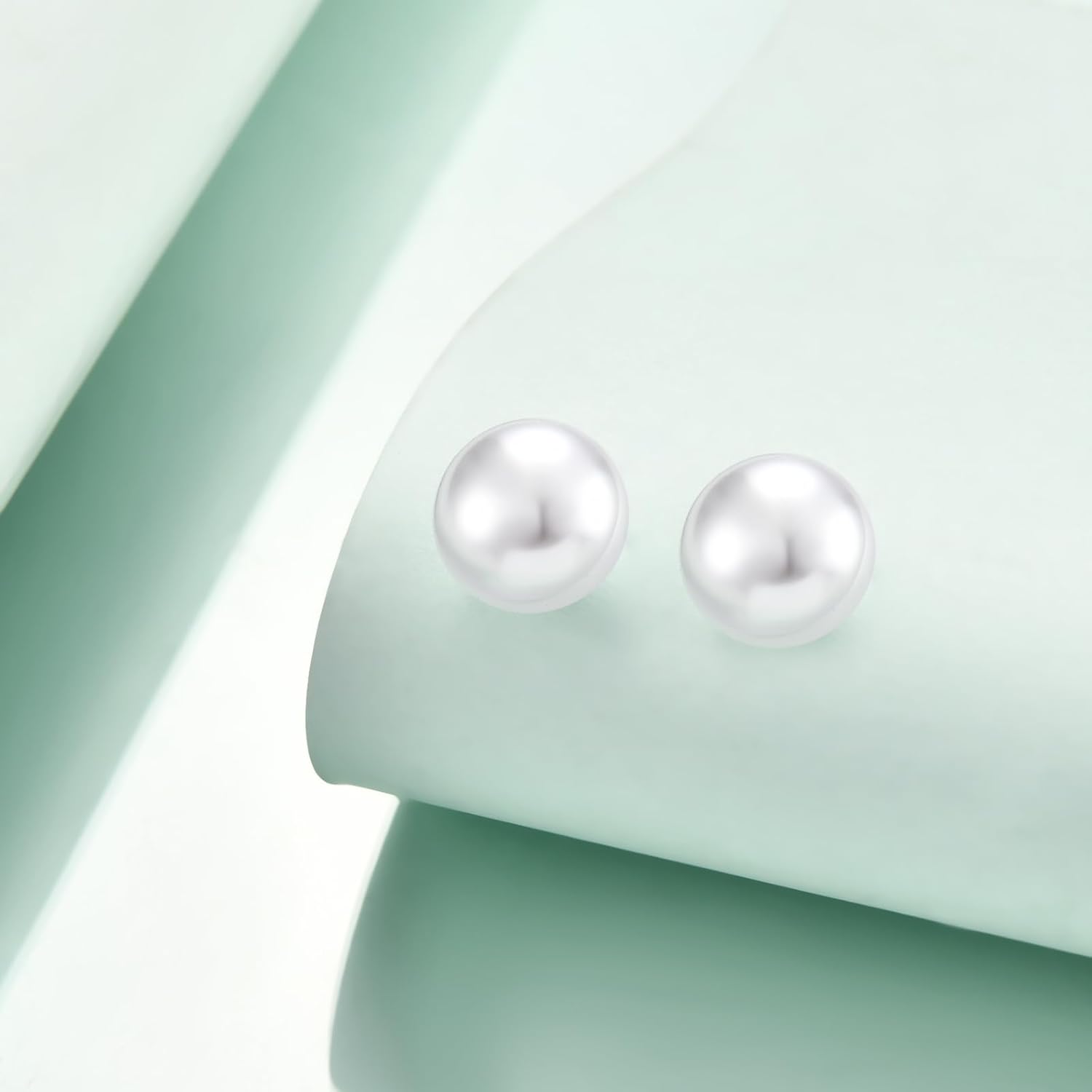 Rnivida 925 Sterling Silver Big Pearl Earrings for Women - Classic Large Simulated Pearl Ear Studs Earring, Hypoallergenic - Image 2