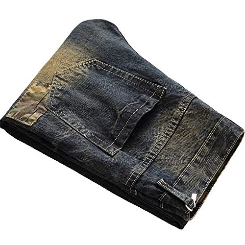 MYNKYLL Calça jeans masculina casual outono reta rasgada envelhecida calça jeans masculina tamanho 4