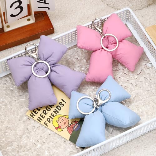 Image of Pink Bow Keychain Bag Charms Y2K Bowknot Plaid Keychains Coquette Aesthetic Purse Handbag Backpacks Charms (Pink 2)