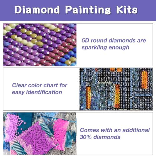 RICUVED Castle 다이아몬드 아트 키트, 성인용 할로윈 다이아몬드 페인팅 키트, 초보자를 위한 레이븐 5D DIY 풀 라운드 드릴 보석 달 페인트 다이아몬드 아트 및 공예 키트 선물 홈 데코 30.5 x 40.6cm(12 x 16인치) — 사진 3