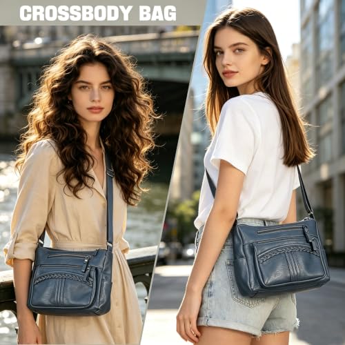 Image of ELDA Purses for Women Pocketbooks Soft PU Leather Ladies Crossbody Purse Multi Pocket Shoulder Bag