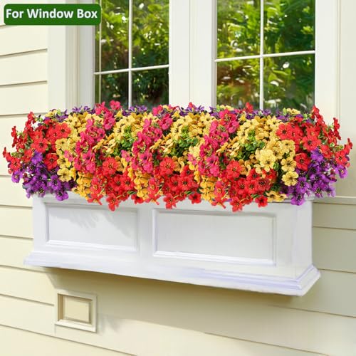 katflyee 16 Bundles UV-Resistant Artificial Flowers for Outdoors | Fade-Proof Faux Plants for Front Porch & Window Boxes | Zero-Maintenance Home Decor for Busy Homeowners — view 5