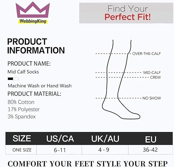 Crew Socks for Women Soft & Cozy Premium Combed Cotton 6 Pairs Size 6-11 - Image 7