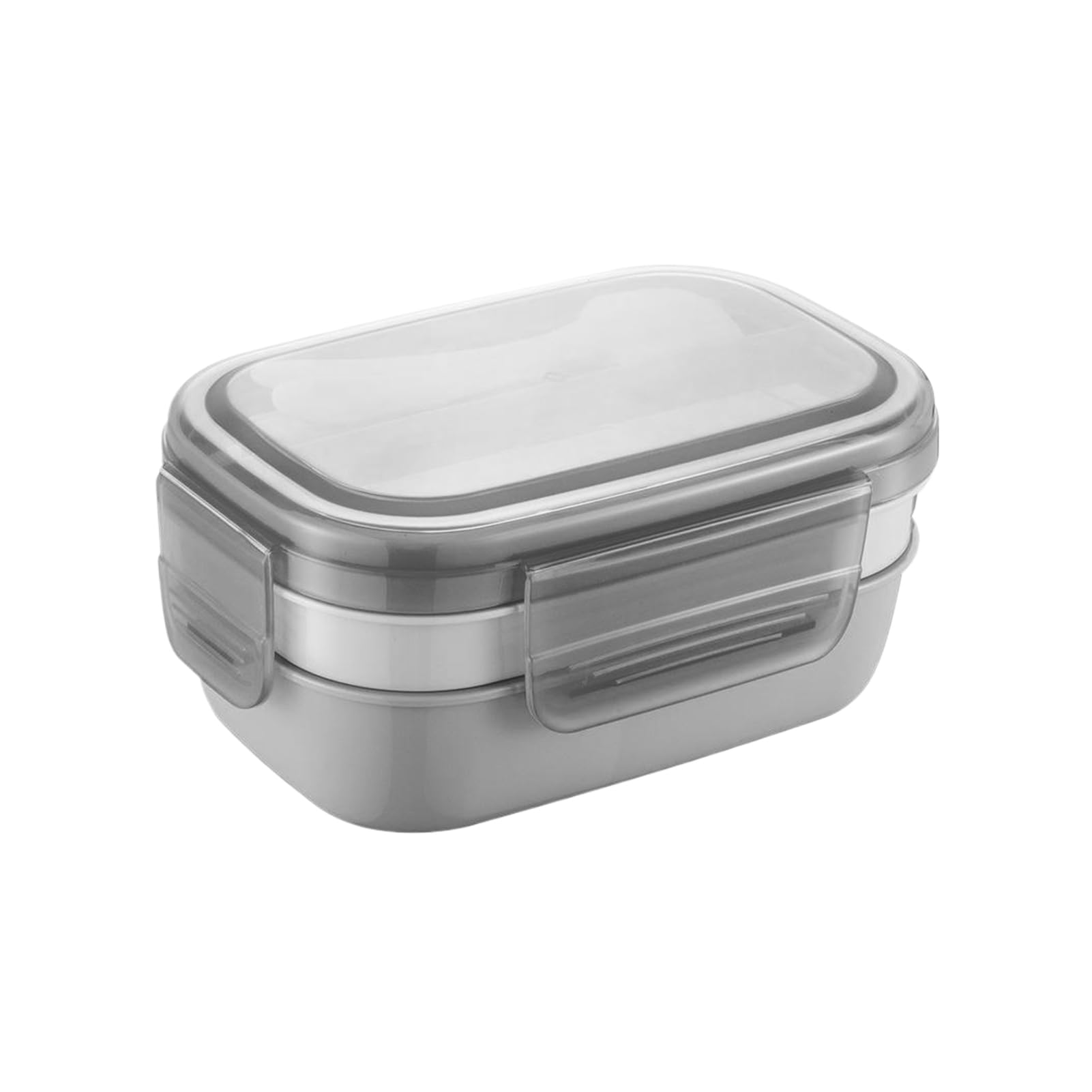 Cydzsra Grey Compact Bento Box With 3 Layers Suitable For Adults And Children Picnics Divided Into Compartments And Layers Office Worker Microwave Lunch Box,