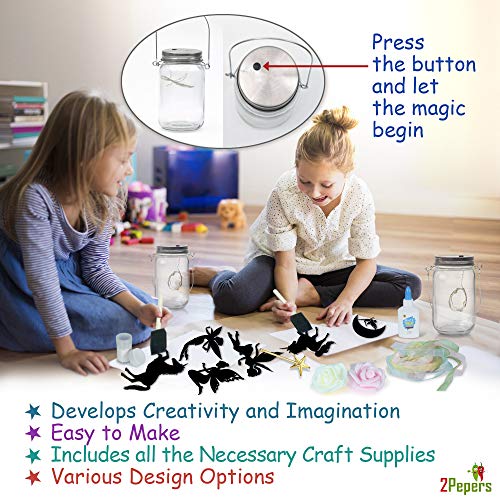 2Pepers DIY Fairy and Unicorn Nightlight Craft Kit (2 Pack), Fairy Lantern Jars Arts and Crafts for Girls, Make Your Own… - Image 4