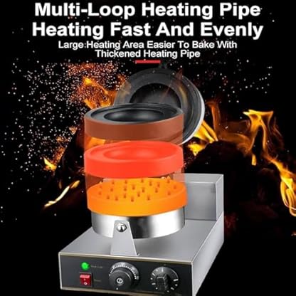ASnwpaK 1300W Kommerzielles Elektrisches Hamburger-Waffeleisen, Antihaftbeschichteter Hamburgermaker, Beidseitige Heizung, Temperatur: 50–300 °C/Zeit: 0–2min., FüR Hamburger, Dorayaki, Panini – Bild 3