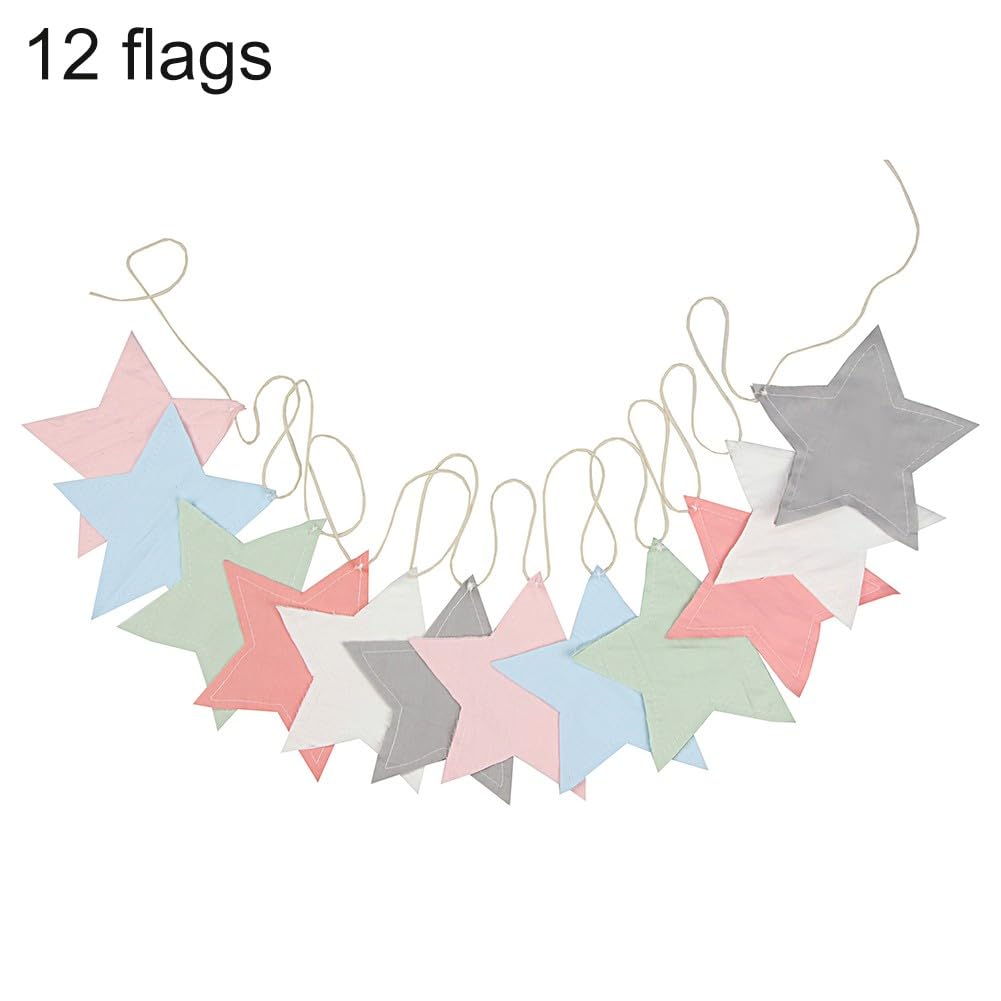 KiraKira Wimpelkette aus Baumwolle, 300 cm, handgefertigt, Stoffflaggen, Geburtstag, Prinzessin, Party, Hochzeit, Dekoration, wiederverwendbar, waschbar