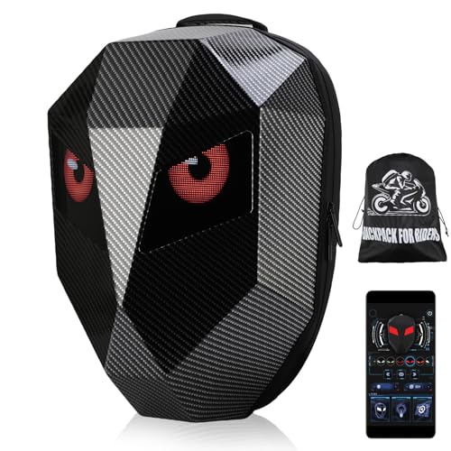 WODHMIEY LED Motorcycle Backpack with 3D Shell & App Control