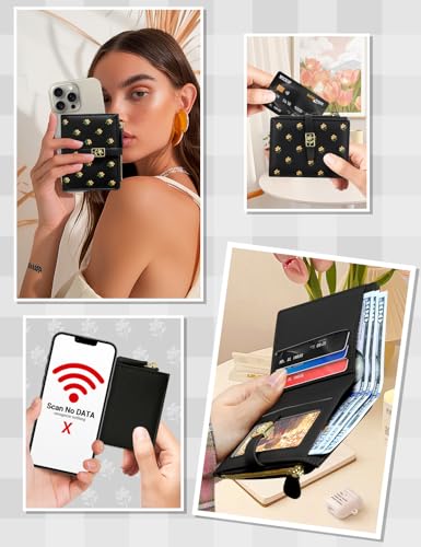 Image of YINHEXI Women's Wallet, Faux Leather, Water Resistant, Black, Unisex