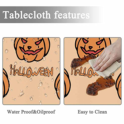 Aoyego Cute Pumpkin Round Tablecloth 60 Inch Table Cloth Halloween On Light Orange Background Tablecloths For Round Tables Small Round Tablecloth Table Cover For Outdoor #TOP1