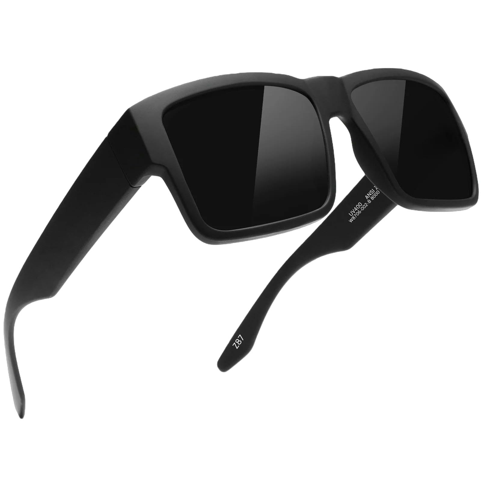 Gafas De Sol Cabeza Grande para Hombres Y Mujeres, Deportivas Seguridad Uv400, Deporte Trabajo Al Aire Libre-Negro Oscuronegro