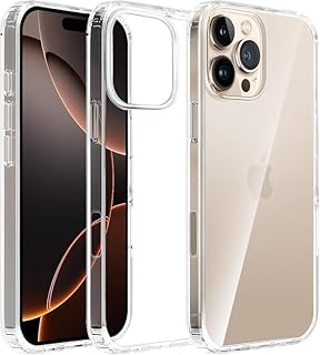 جراب شفاف من البولي يوريثين الحراري لموبايل ايفون 16 برو ماكس - رفيع للغاية ومقاوم للصدمات ومضاد للاصفرار والخدش ومتوافق مع الشحن اللاسلكي وقبضة معززة -