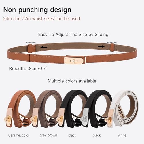Women's Thin Leather Belts with Turn Lock Buckle,Belt Women Adjustable for Pants Dresses Jeans Coats3