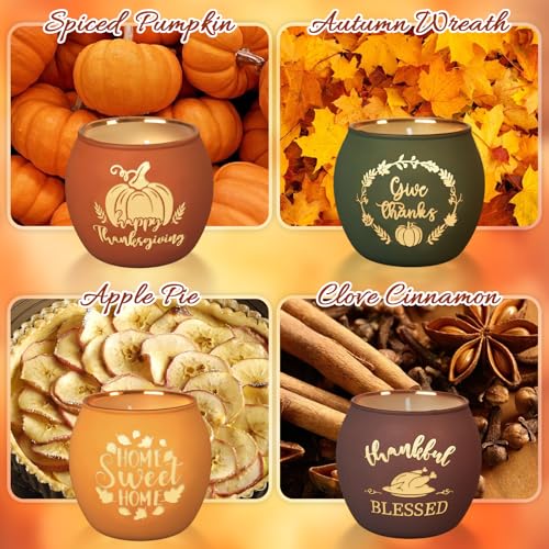 Lanpn Fall Thanksgiving Scented Candles Gift Set, 4 Pack 16oz Fall Aromatherapy Candle, Glass Jar Candles for Woman Man, Autumn Pumpkin Fragrance Table Farmhouse Decoration Tabletop Centerpiece - Image 3