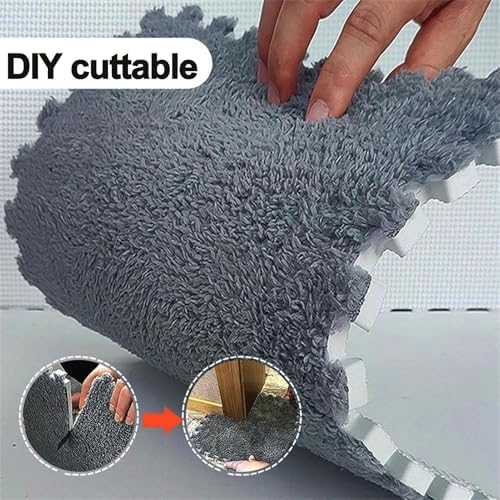 60Pcs Soft EVA Foam Interlocking Puzzle Play Mat, Thick Shaggy Carpet Tiles with Border, Protective Floor Mats for Home, Bedroom, Parlor - Navy Blue