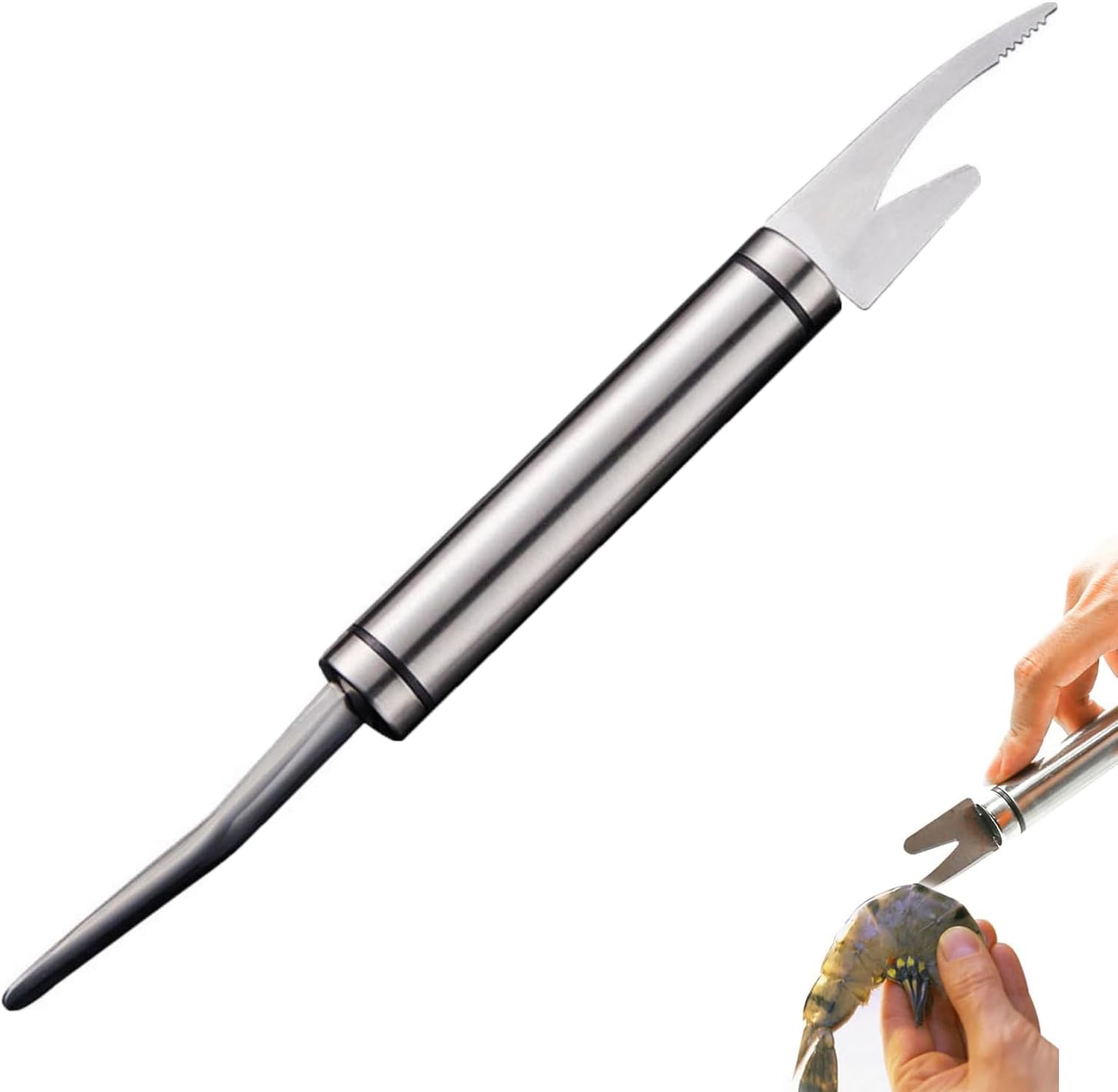 5 in 1 Multifunctional Fast Shrimp Peeler, 304 Stainless Steel Shrimp Deveiner Prawn Tool Seafood Cleaner Remover Fish Scale Duck Intestine Lobster Cleaner Cutlery Portable Shell Peeling Machine (1pc)