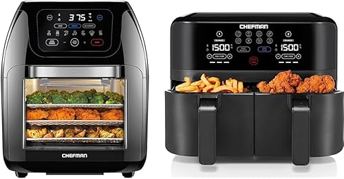 CHEFMAN Freidora de aire multifuncional 10L+Freidora de aire dual 4.5QT Asador Deshidratador Horno de convección