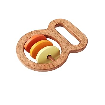 FIRSTCRY INTELLIBABY Intellibaby Premium Wooden Grasping Baby Rattle For Toddlers/Infants|Bis Certified|Baby Gift For Toddlers|Multicolor|4+ Months