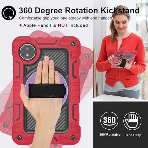 Coque Redmi Pad SE 8.7 4G housse antichoc robuste rouge avec sangle - 2