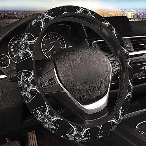 Pentagram Baphomet Elastic Steering Wheel Cover, Universal 15 Inch Fit, Neoprene Rubber Car Steering Wheel Covers, Anti-Slip Car Accessories For Men Women