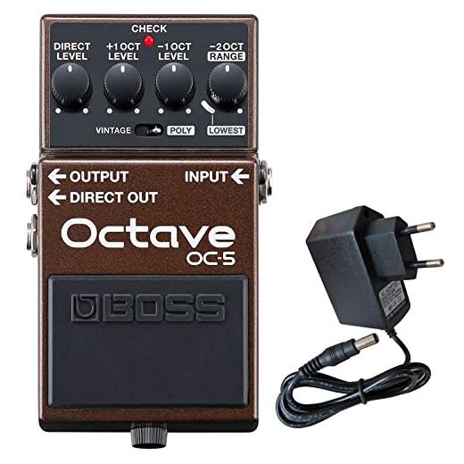 Boss OC-5 Octaver - Pedal de efectos octava (incluye fuente de alimentación keepdrum de 9 V)