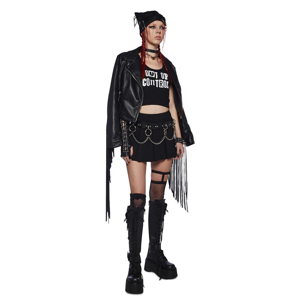 Dolls Kill Wicked Scholar Pleated Mini Skirt by Current Mood - Skit with A-Line Fit and Elasticized Waist: XX-Small Black