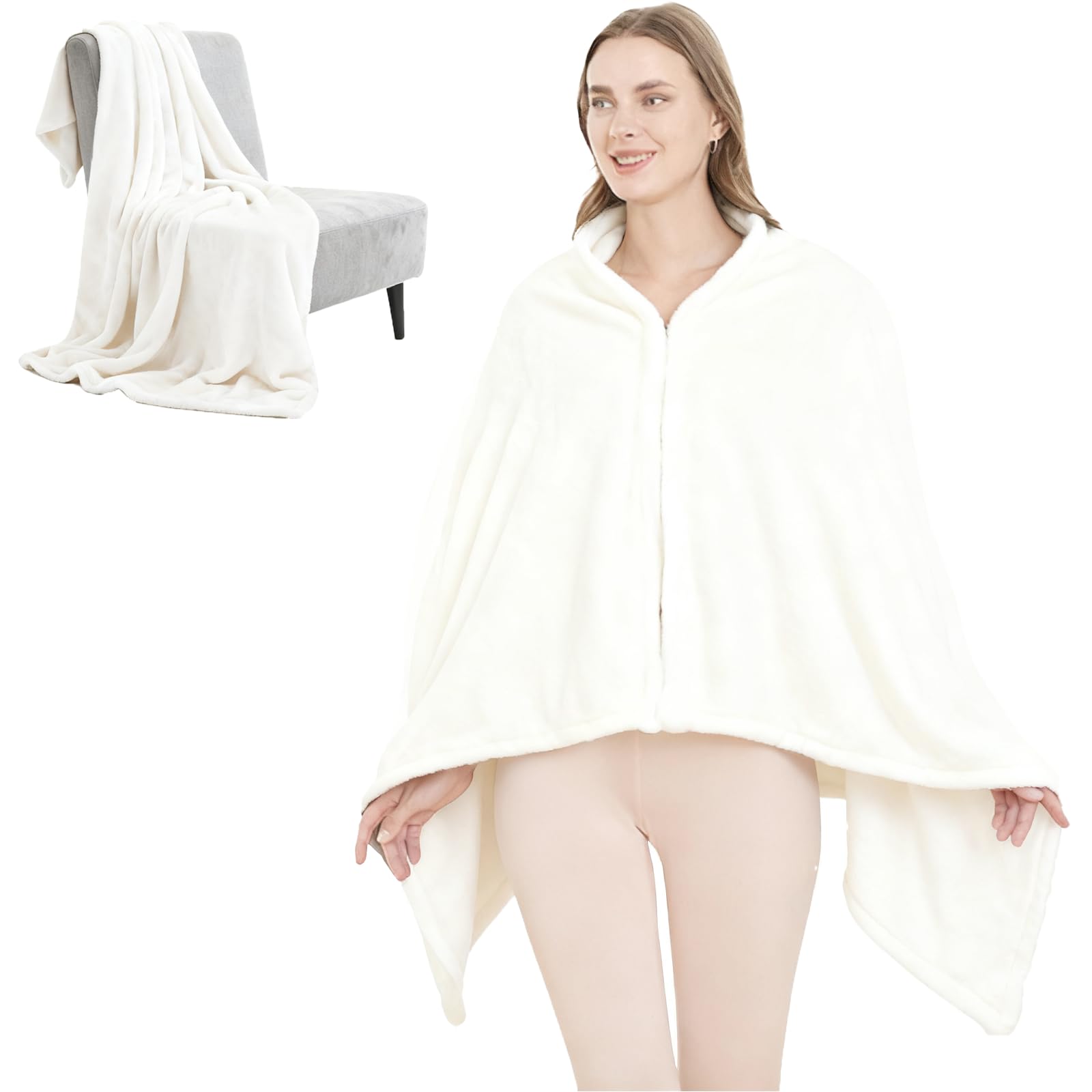 SIVENKE Damesponcho van fleece, draagbare deken, flanellen sjaal, deken, comfortabele poncho-omslag, cape met knopen en zakken voor bed, bank, kantoor, marinegrijs, 140 x 163 cm SIVENKE Damesponcho van fleece, draagbare deken, flanellen sjaal, deken, comfortabele poncho-omslag, cape met knopen en zakken voor bed, bank, kantoor, marinegrijs, 140 x 163 cm