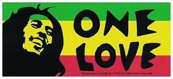 One Love Reggae Large Car Bumper Sticker Locker Skateboard Window Decal 5.88-by-2.63 Inches Vinyl Sticker, Large