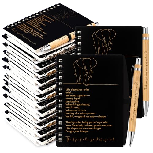 Carnets à spirales A6 en bambou Harloon avec stylo éléphant pour remerciement