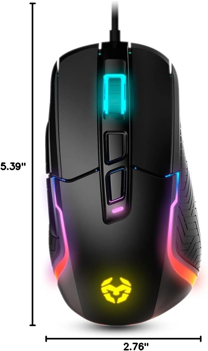 Kick Gaming Mouse -NXKROMKICK- RGB Rainbow, PixArt Optical Sensor 3327 up to 12000 dpi, 6 DPI Levels (800-6200), Advanced Software, Black