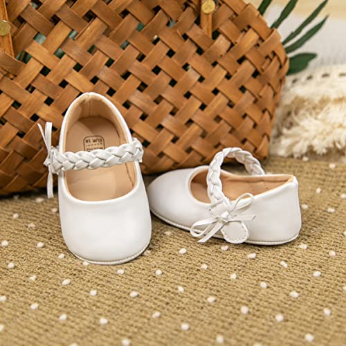 Image of Meckior Infant Baby Girl Sandals Soft Non-Slip Rubber Sole Handmade Princess Wedding Dress Shoes Toddler First Walkers