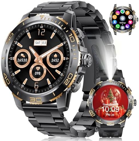 LIGE Smart Watch for Men, Bluetooth Call, LED Flashlight/800mAh L...