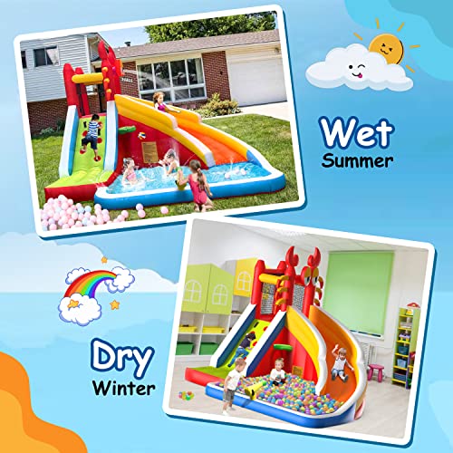 Step4Fun Inflatable Water Slide,Big Bounce House for Kids with Splash Pool,Climbing Wall,Basketball Hoop,Water Gun for Backyard Indoor and Outdoor Party,Included Air Blower,Repair Kit,Carrying Bag - image 4