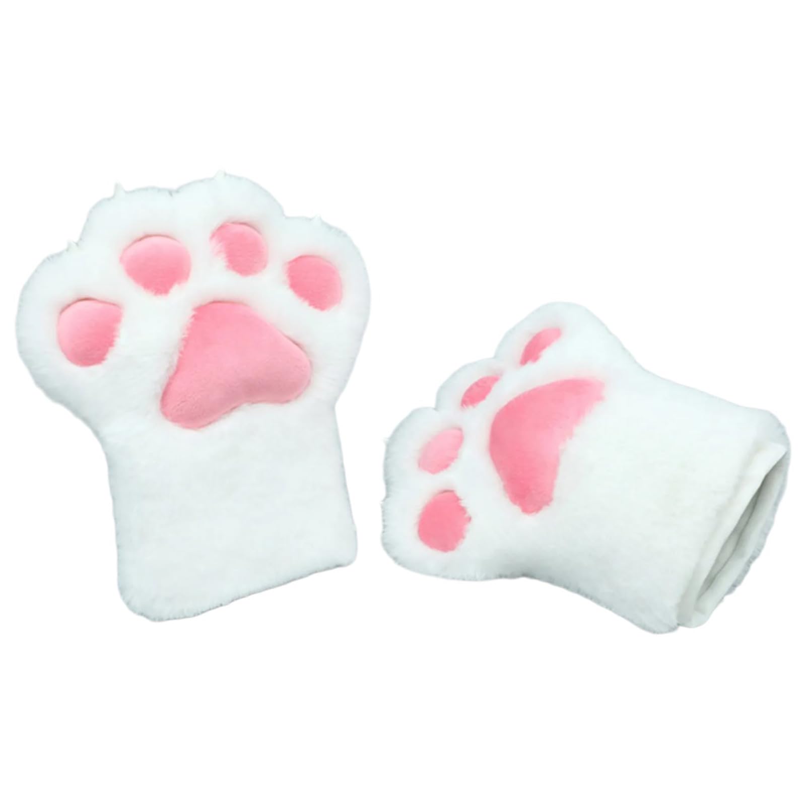 Tuygn Cats Paw Glove Toe for Girls Halloween Cosplay Props Paw Fursuit Large Paw Glove for Masquerades(White)