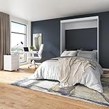 Bestar Edge 65-inch Queen Murphy Bed in White, Space-Saving Sleeping Arrangement for Multipurpose Area, Bedroom, Guest Room, or Living Room