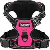 BARKBAY Dog Harness No Pull 3 Buckles for Medium Dogs - Adjustable, Reflective, Comfortable, No Choke, Heavy-Duty - Perfect for Outdoor Training, Walking, and Hiking - Strong & Durable - M & Pink