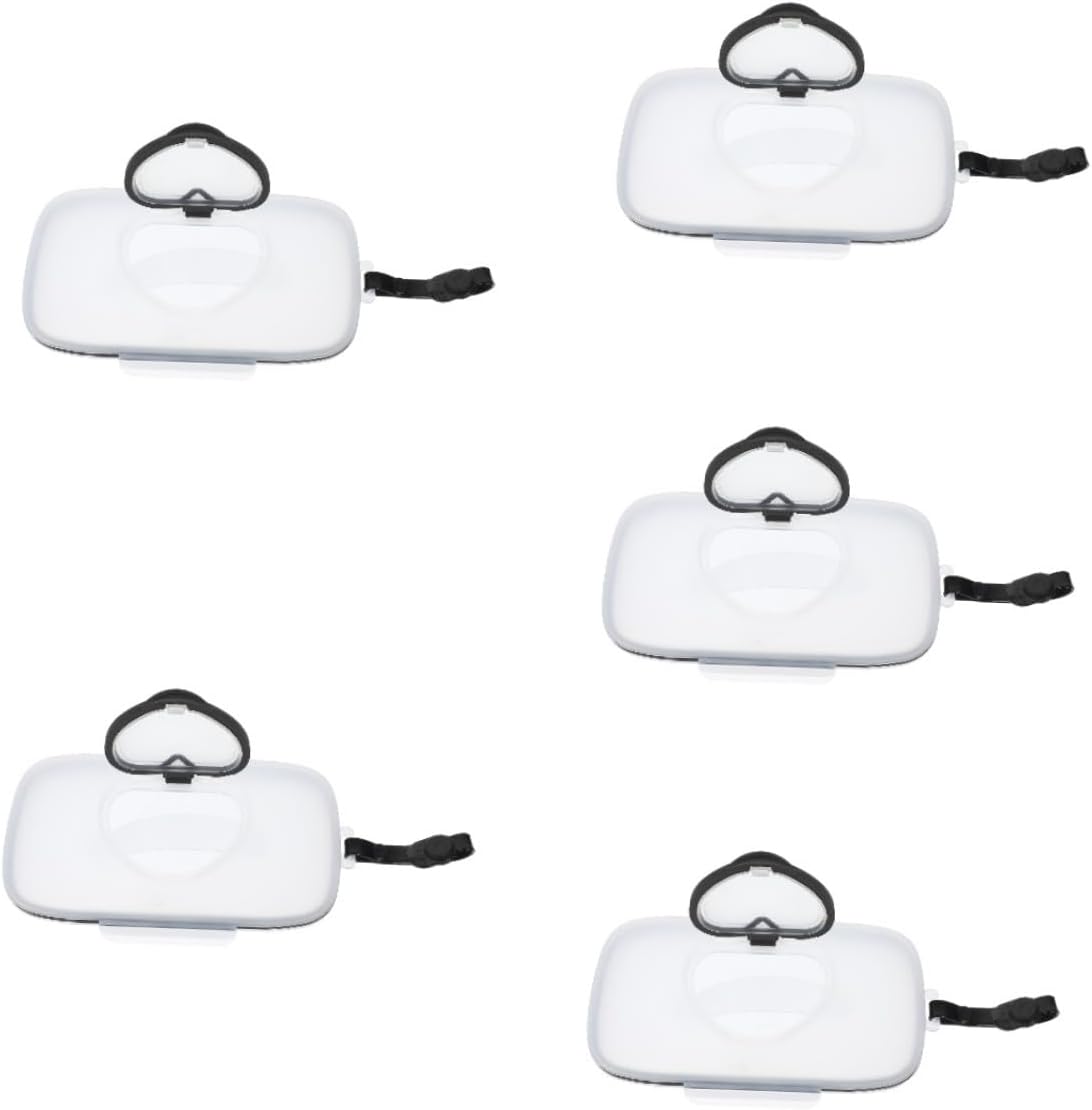 5pcs Portable Refillable Wipe Container Compact Travel Wipes Box for Adult Lightweight Design for Modern Style Tissue Holder Keeps Fresh
