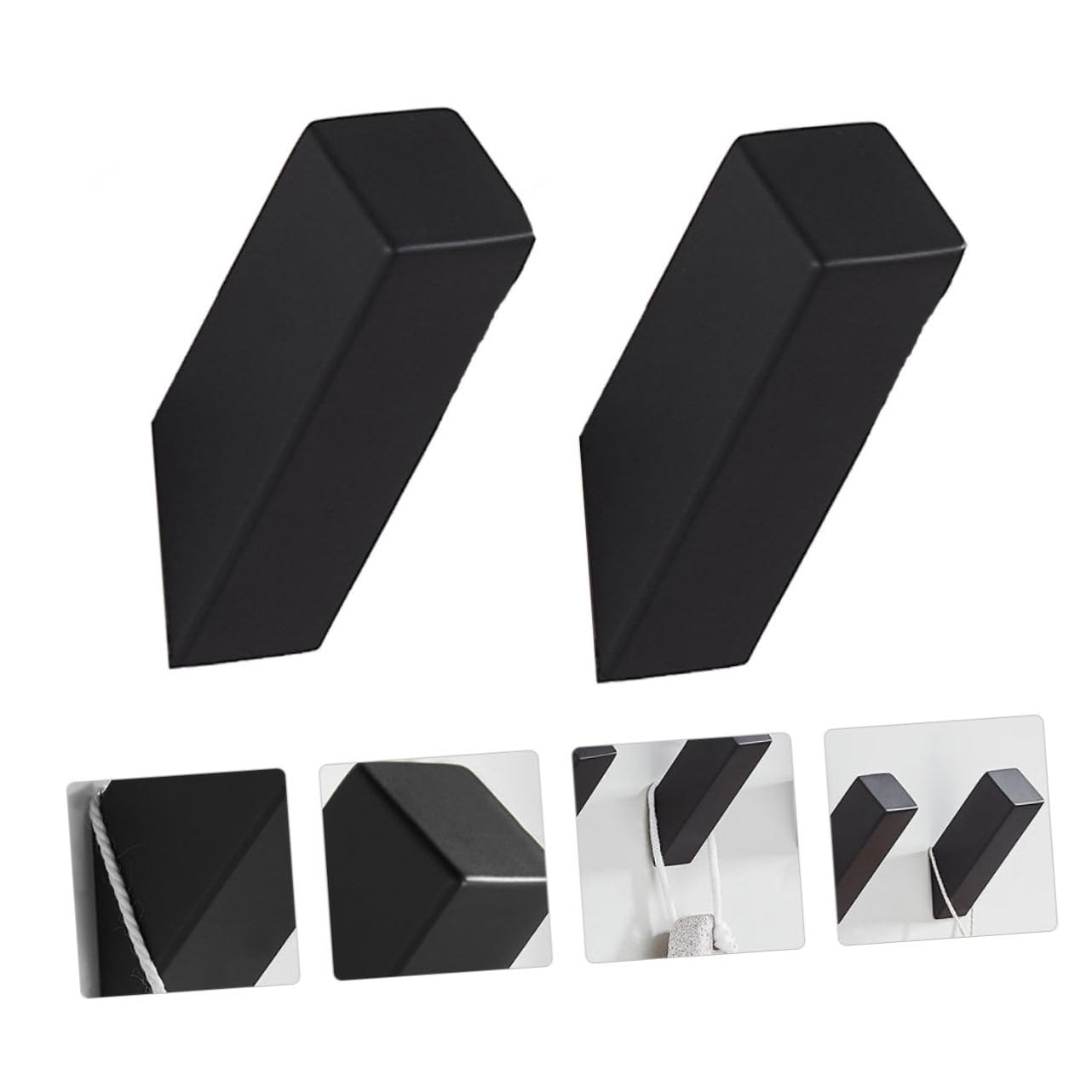 SHINEOFI 2 Set Gancio Da Parete Gancio Di Veste Del Cappotto Cucina Bagno Per Asciugamani Appendiabiti Dei Vestiti Acciaio Inossidabile Nero 2 Pezzi*2