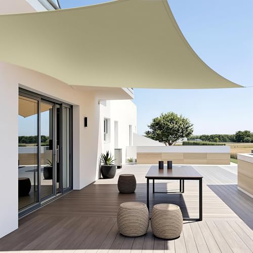 Menz Sonnensegel rechteckig 2x3 m Beige – Sonnensegel wasserdicht UV50+ Sonnenschutz Balkon – Segeltuch Sonnenschutz für Balkon Terrasse Garten...