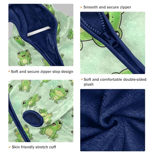 Cute Green Frogs Toddler Boy Comfy Warm Sweatshirt Jacket with Polar Fleece Lining 3T3