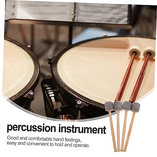 4 piezas de baquetas para bombo con mango de madera, mallets para instrumentos de percusión para estudiantes y profesionales miniatura 4