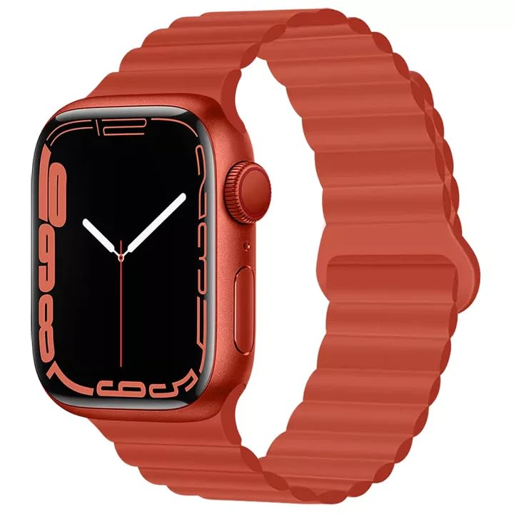 Image of Silicone Magnetic Band Compatible with Apple Watch 38mm 40mm 41mm 42mm 44mm 45mm 49mm, for Series Ultra 9 8 7 SE 6 5 4 3 2 1 Women Men |Watch Not Included (Red, 38mm /40mm /41mm)