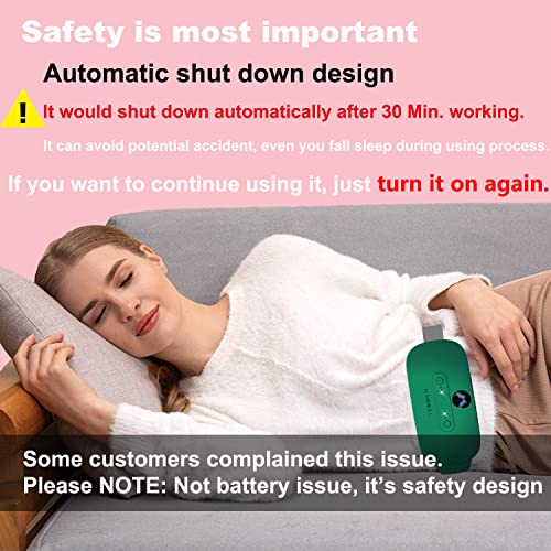 Image of Yeamon Portable Cordless Heating Pad, Electric Waist Belt Device, 3 Heat Levels, 3 Vibration Massage Modes, Back or Belly Heating Pad for Women and Girls (Green)