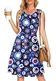 American Flag Dress for Women Firework Fourth of July Midi Dress Sleeveless Memorial Day Loose Sundresses S