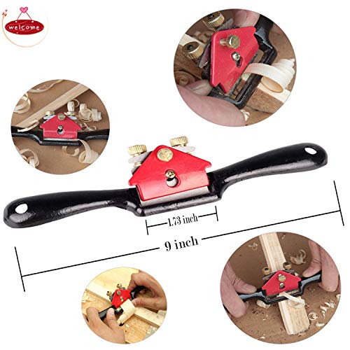 HUACHEN 9'' Adjustable SpokeShave with Flat Base and Metal Blade for Wood Craft