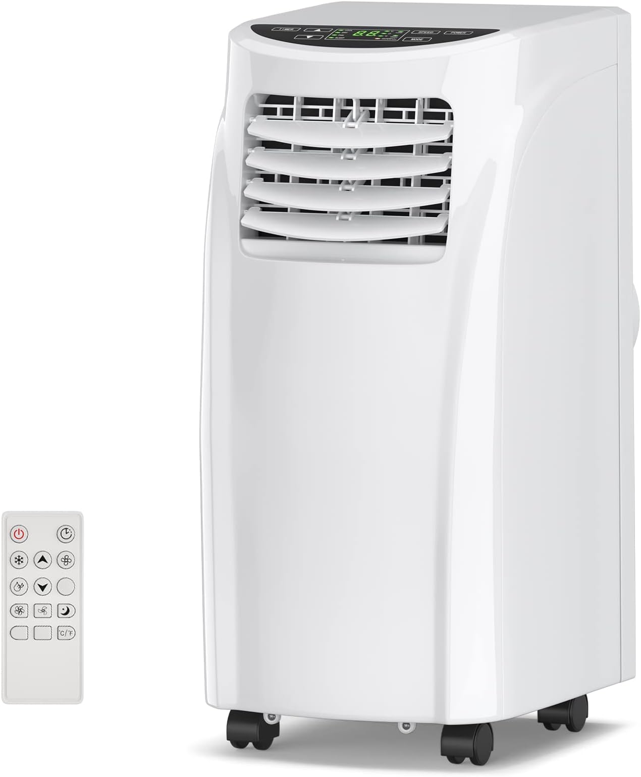 COSTWAY EP24619US Air Conditioning Unit 8000 BTU Rooms up to 230 Square Feet with Dehumidification Function Remote Control Wall Mounting Window Wheel 4-Wheel Wheel